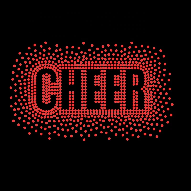 New Various Color Rhinestone Cheer Transfers  Hot fix Rhinestone Heat Transfers Iron On Motif Design for Garments