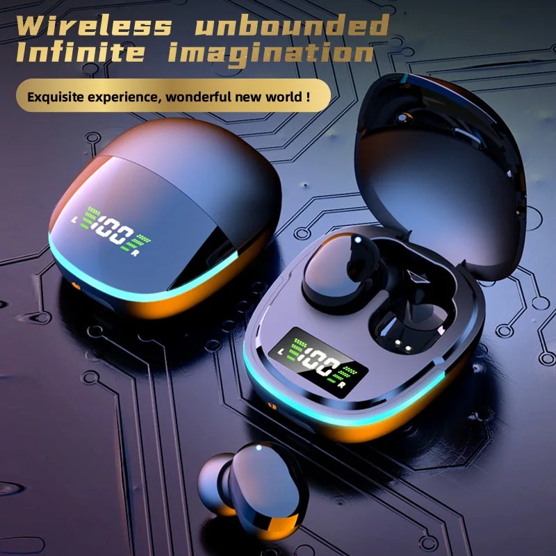 Custom Breathing light tws earphones true bt ipx8 gaming headsets buds type c powerbank pro back ear pods wireless earbuds