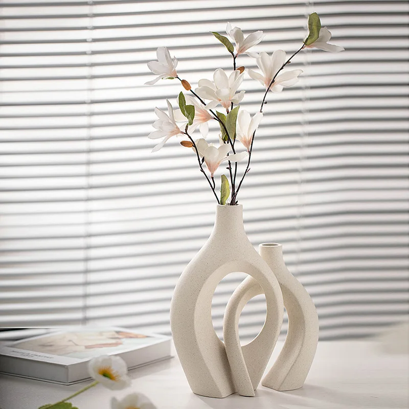 Large White Ceramic Vase Set Creative Upgrade for Stylish Home Decor Art Deco Design Style