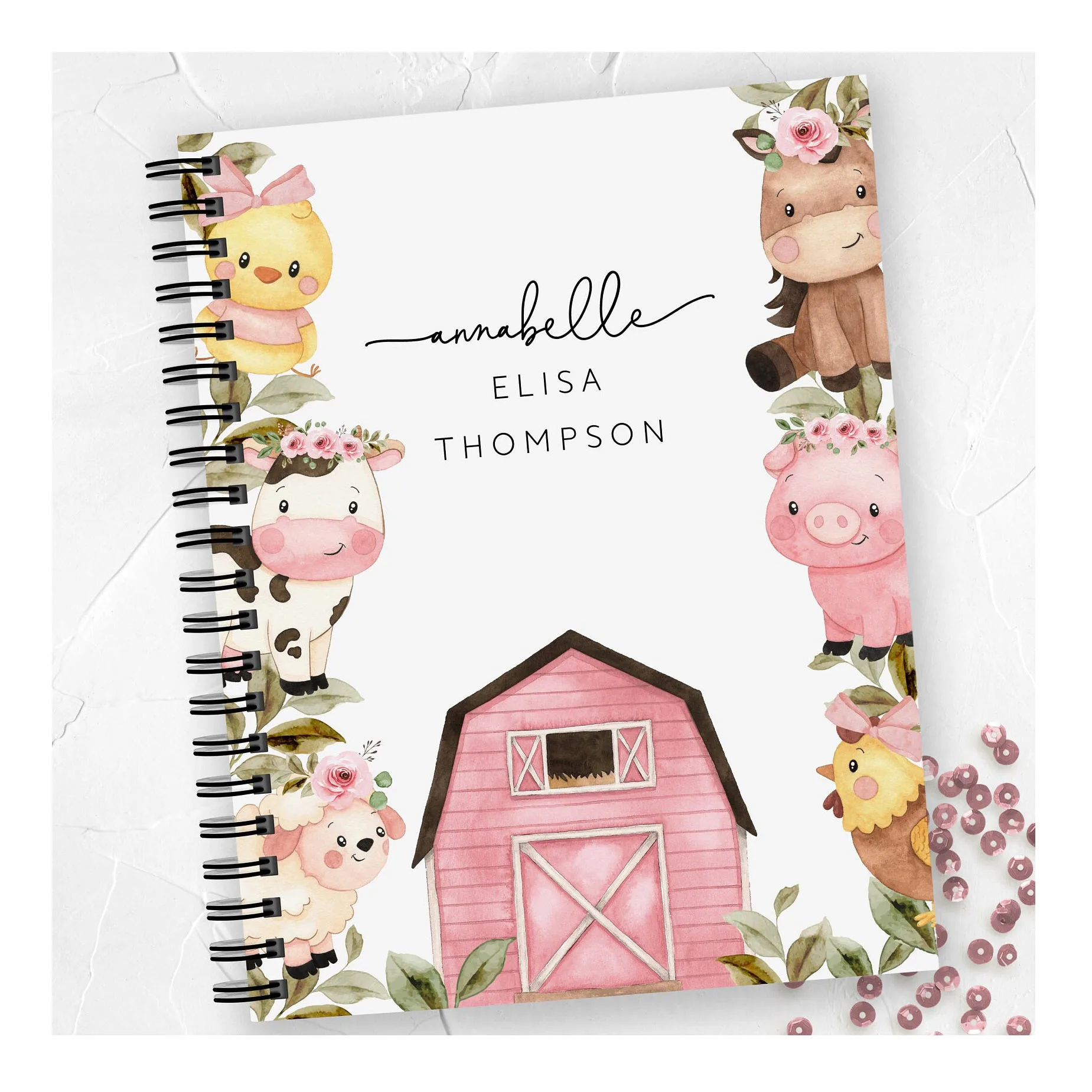 Farm Themed Baby Memory Book Little Girl Journal Template Custom First Year PDF Personalized With Name DIY