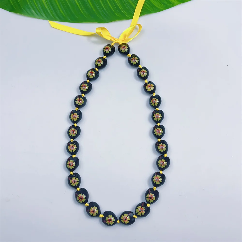 2024 Acrylic Kukui nut school  graduation lei Necklace Graduation Colored Leis Luau Weddings New lei