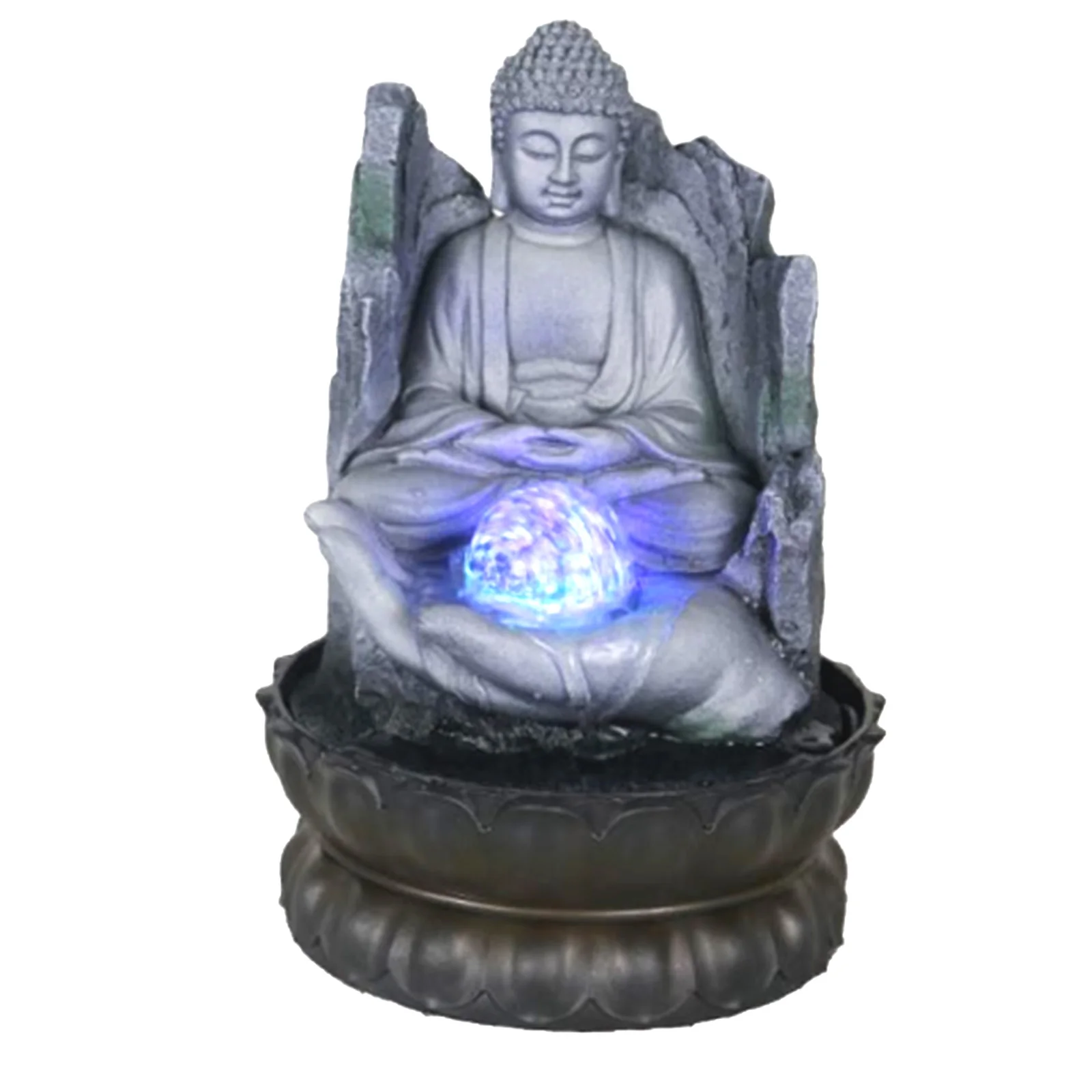 Zen Meditation Home Decoration Indoor Waterfall Tabletop Buddha Water Fountain With Led Light Ball