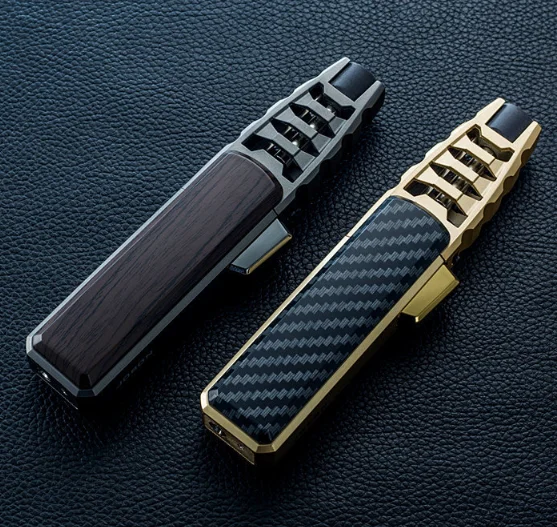 Wholesale Custom Logo Jet blue Flame Butane Gas Refillable Torch Lighter BBQ With Strong Flame