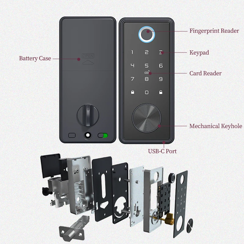 Single Latch Automatic Smart Door Lock With Ttlock Remote Code Fingerprint Door Lock