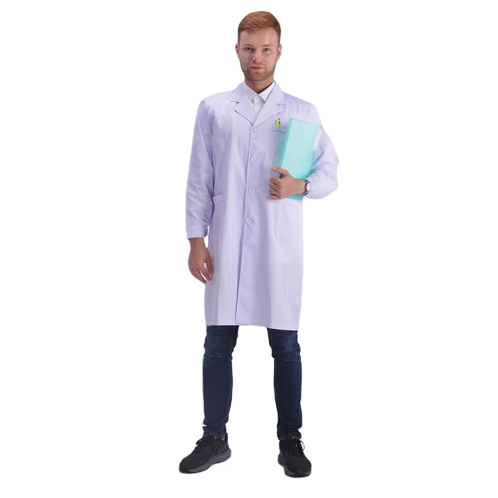Male design High quality fashionable nursing scrub uniform gown medical white lab coat for man  Luxury Doctor Lab Coat