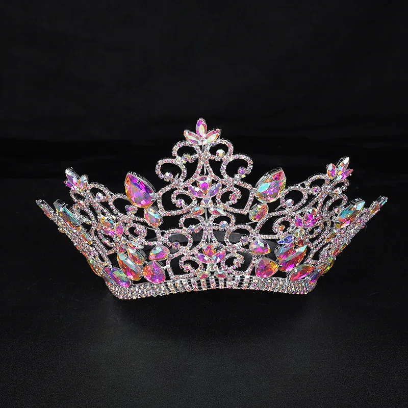 New European and American Colorful Crystal Zircon Crown Princess Birthday Baroque Alloy Crown
