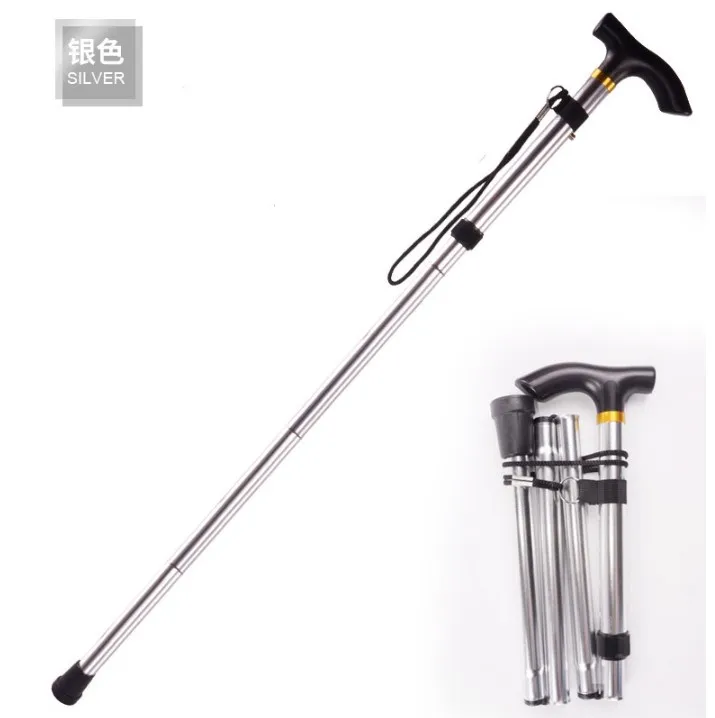 Wholesale Outdoor folding trekking pole / five telescopic old man Walking Stick / crutches travel mountain climbing cane