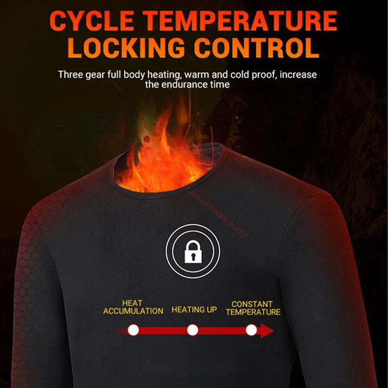 Men Women Premium Winter Long Warm Electric Tops Pants Suit Set Clothing Heating Fleece Heated Thermal