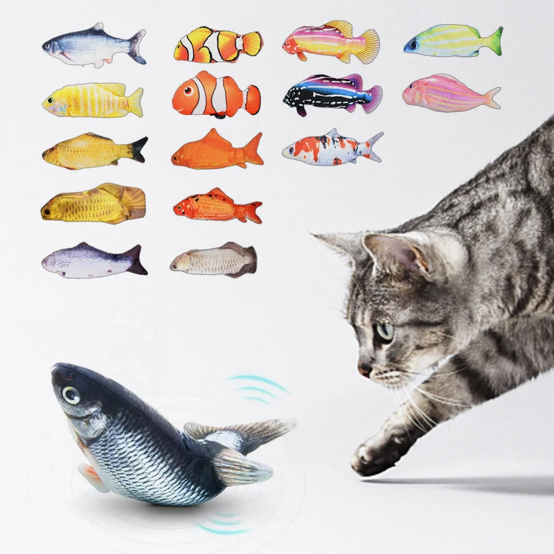 Pez Para Juguete Gato Pet Toy Interactive And Accessories Set Electric Dancing Moving Robo Kitten Fish Toy Cat Nip Electric Fish