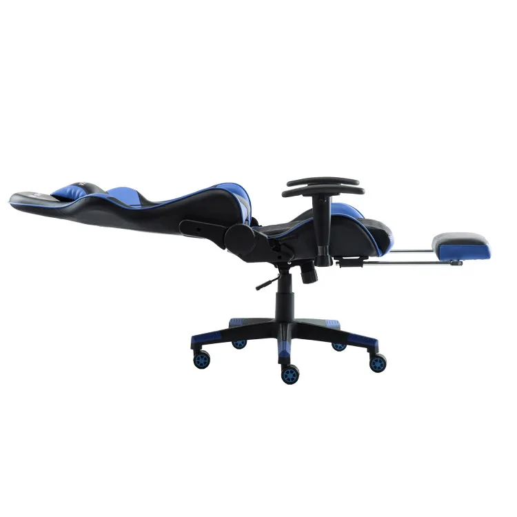 Hot Sale Ergonomic Racing Style Black Pu Leather Gaming Chair With Footrest