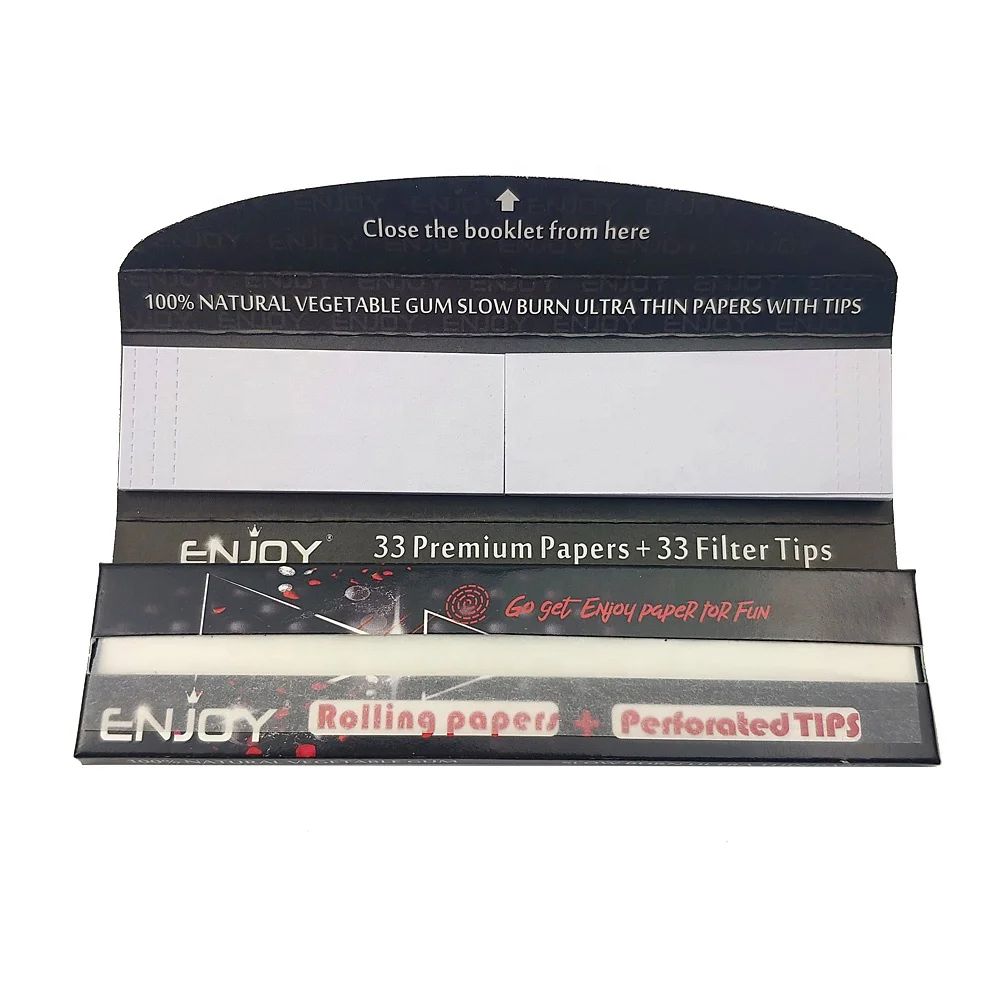 ENJOY Natural Arabic gum thin slow burn kingsize smoking rolling paper with filter tips