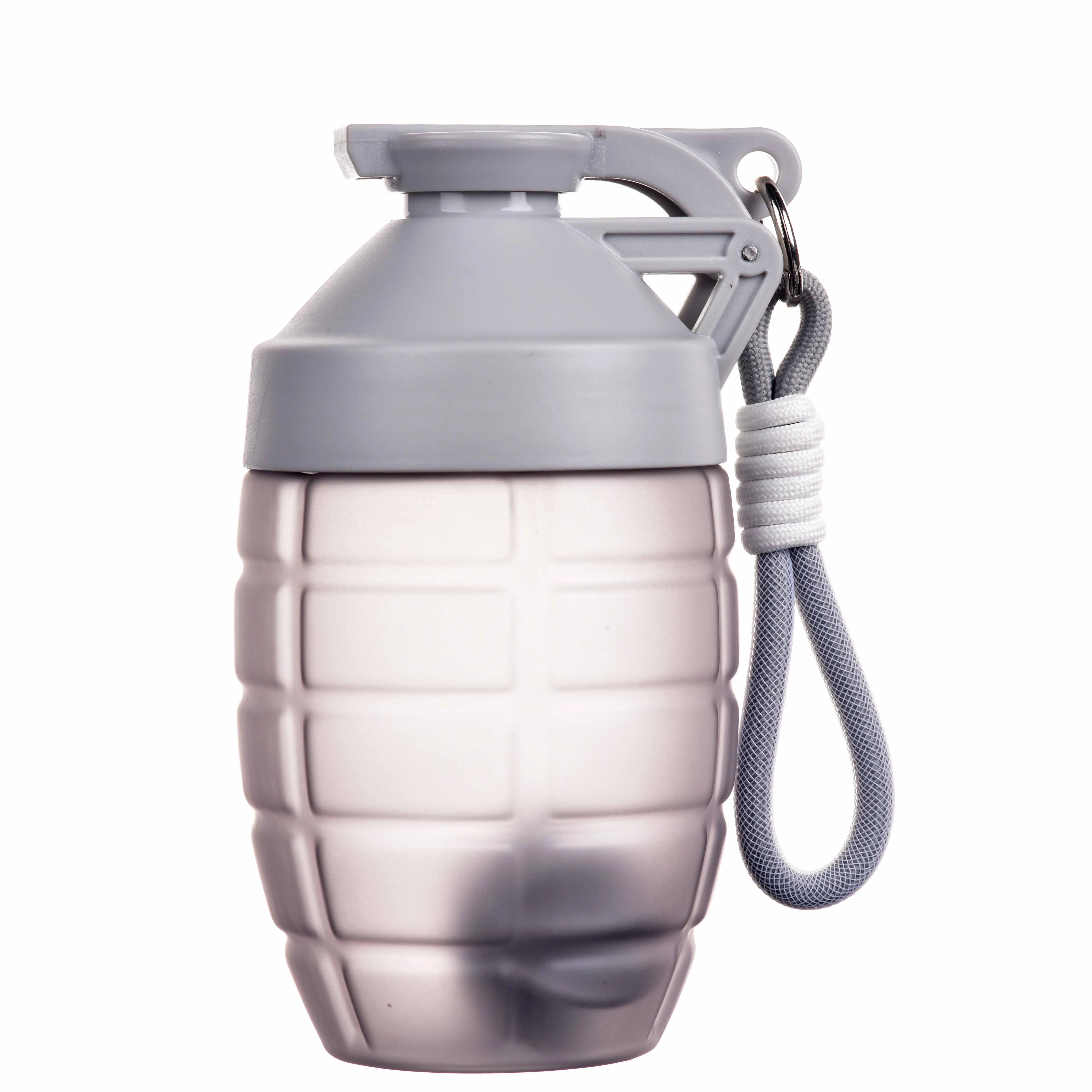 Hand Grenade Shape Plastic Sport Water Bottle Clear Gym Protein Shaker Bottle with Stirring Ball