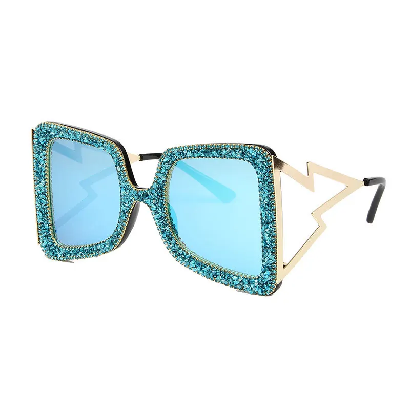 2019 UV400 Italy Design Luxury Diamond Big Frame Oversized Bling Sun Glasses Women Crystal Rhinestone Shades Sunglasses