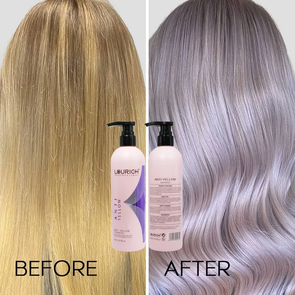 Private Label Lourich Professional Purple Toner Shampoo Hair Color Care Anti Brassy Anti-yellow Purple Shampoo 500ml
