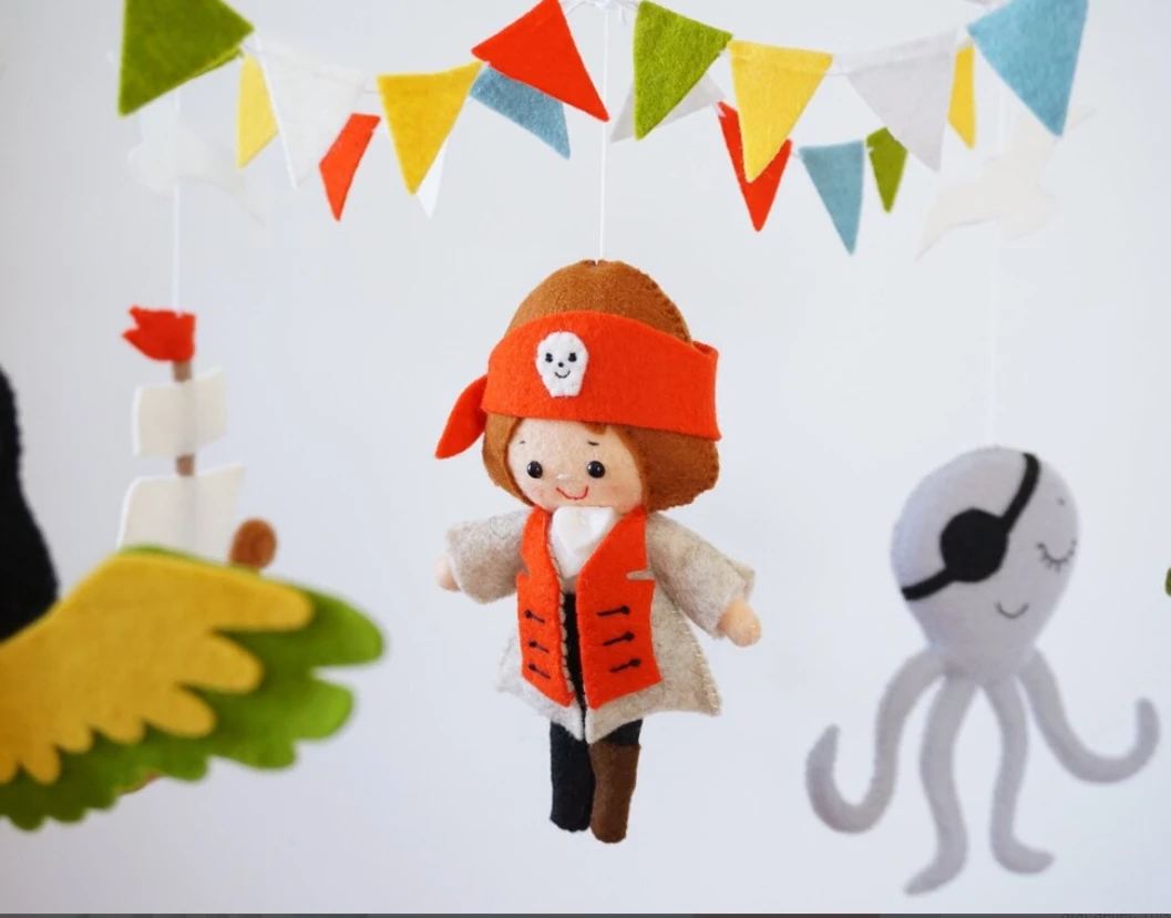 Pirate baby mobile Sea nursery mobile Ocean Nautical nursery decor Pirate baby shower gift
