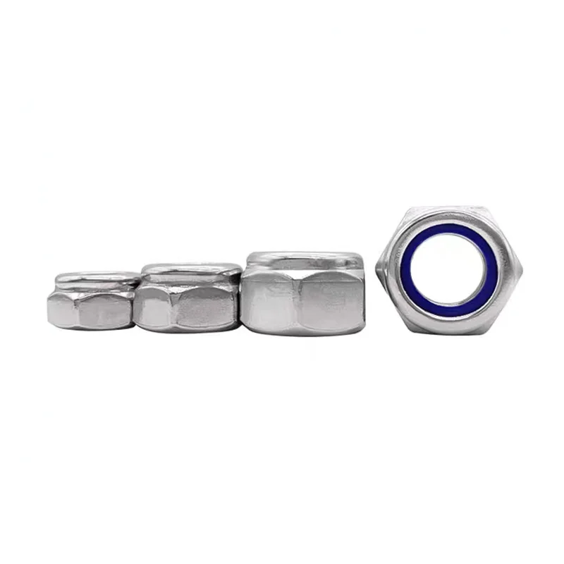 High quality Carbon steel Stainless Steel 304 DIN 985  A2 Hexagon Nylon Insert Lock Nuts
