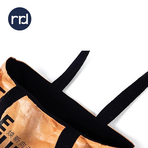 RR Donnelley Wholesale Reusable Custom Logo Waterproof Washable Plain Brown Kraft Dupont Tyvek Paper Packaging Shopping Bags