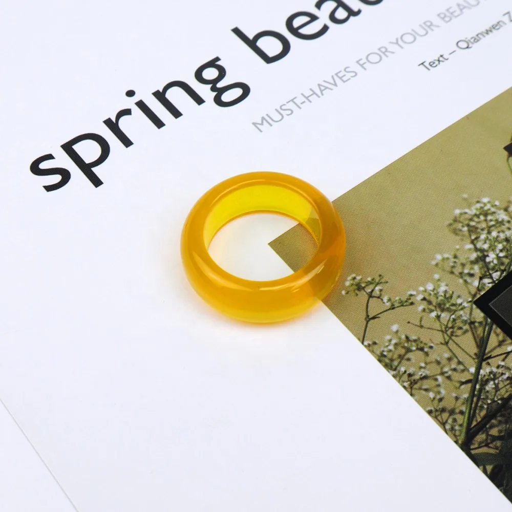 Resin Unisex Ring Transparent Square & Round Pattern Effect Trendy Style for Wedding Engagement Anniversary Party Gift Sp Glue