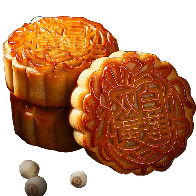 
Double yellow and white lotus seed paste moon cake with multiple flavors 