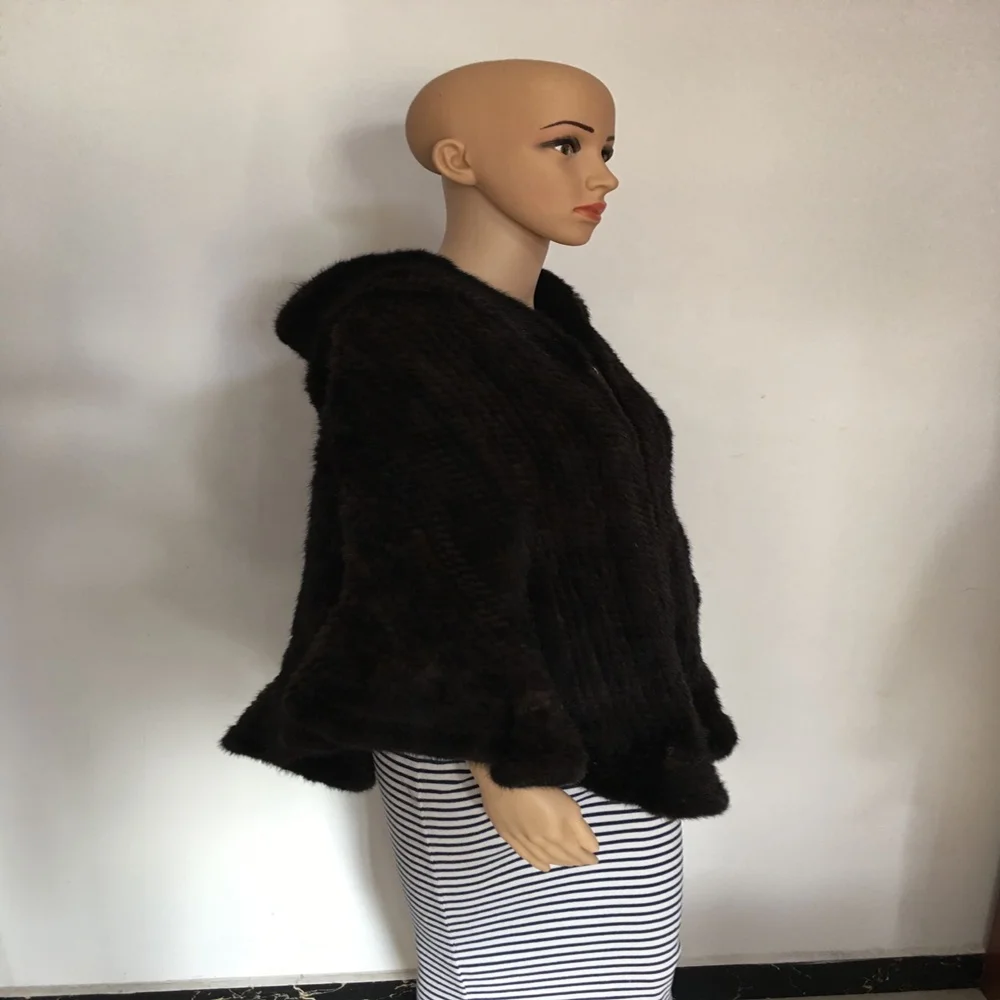 Luxury Knitted Mink Fur Cape / Wholesale price Mink Fur Shawl