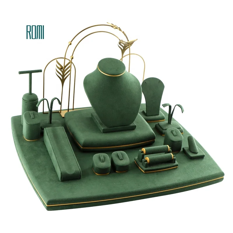 Romi Custom Logo Earring Necklace Jewellery Display Props Microfiber Jewelry Display Stand Holder