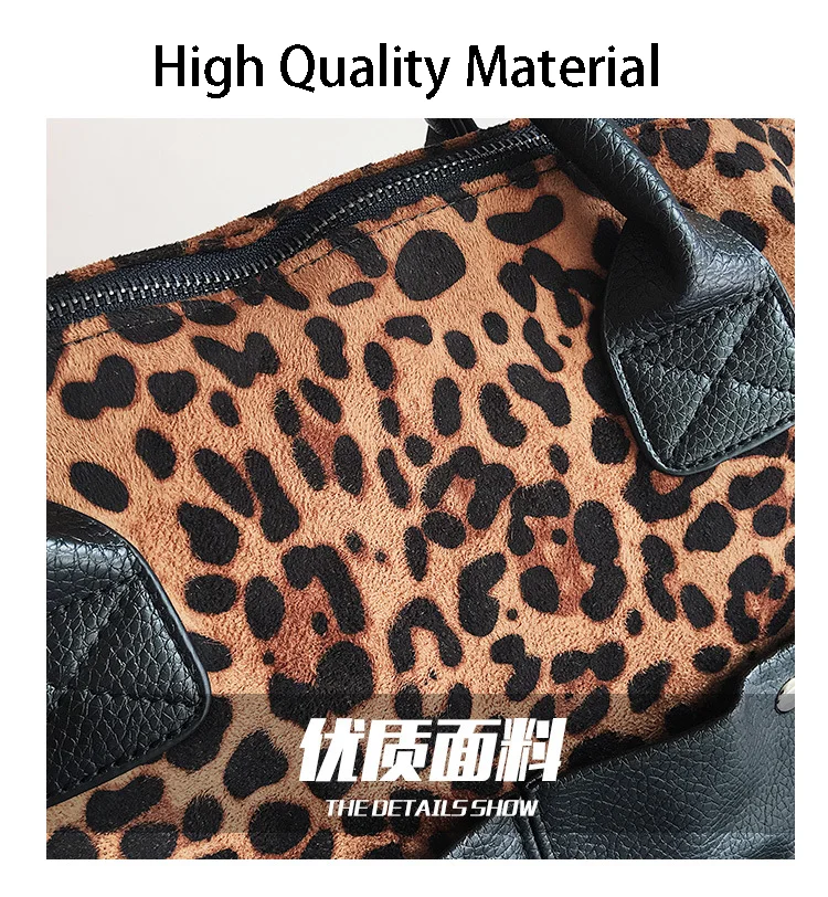 Leopard Print Leather Lady Tote Bag, Custom Logo Acceptable Women Shoulder Bag with Adjustable Strap OEM ODM Design Handbag