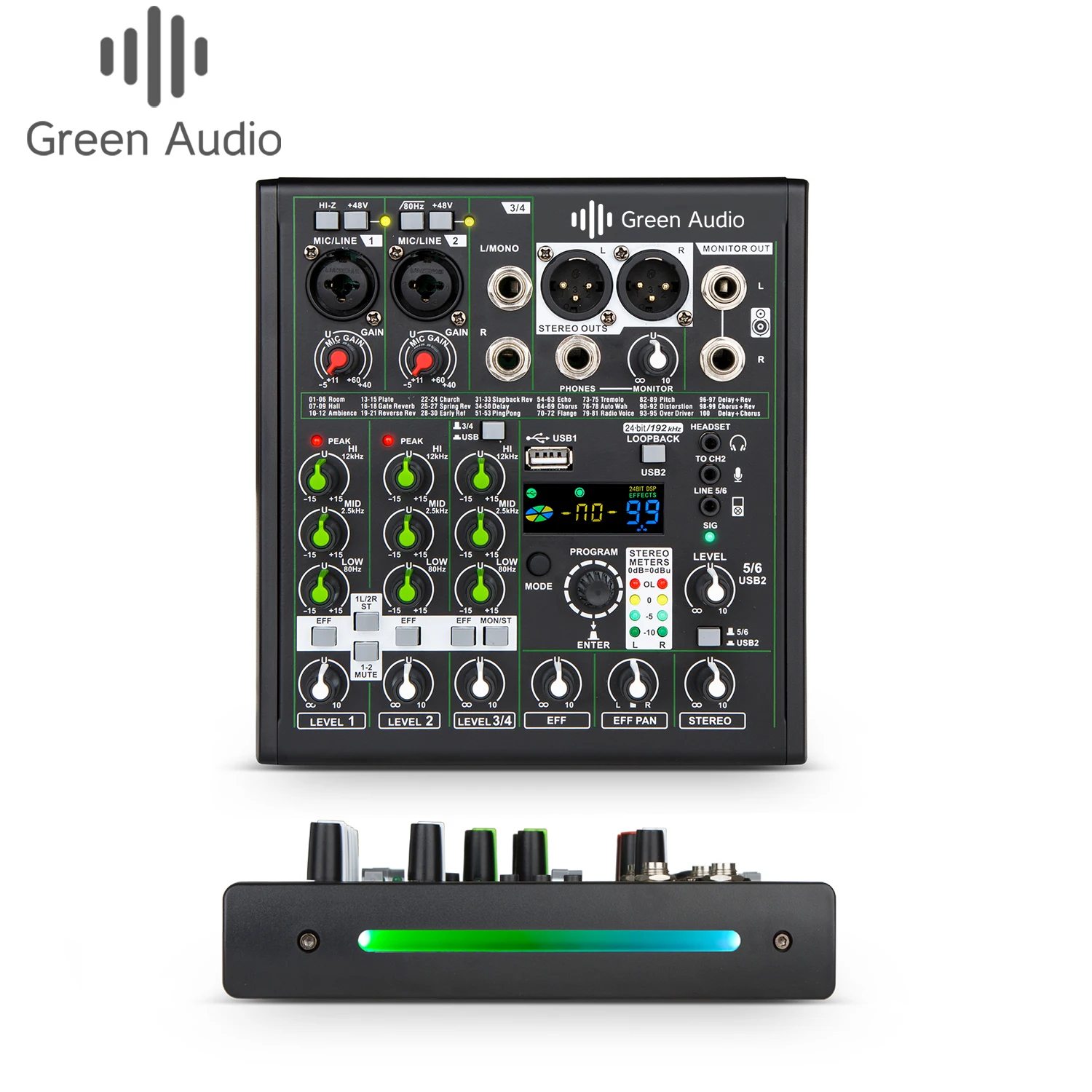 GAX-AM06 Newest Design 4 Channel Sound Card Mixer Stage Performance Network Broadcast Outdoor BT Wireless Accompanim