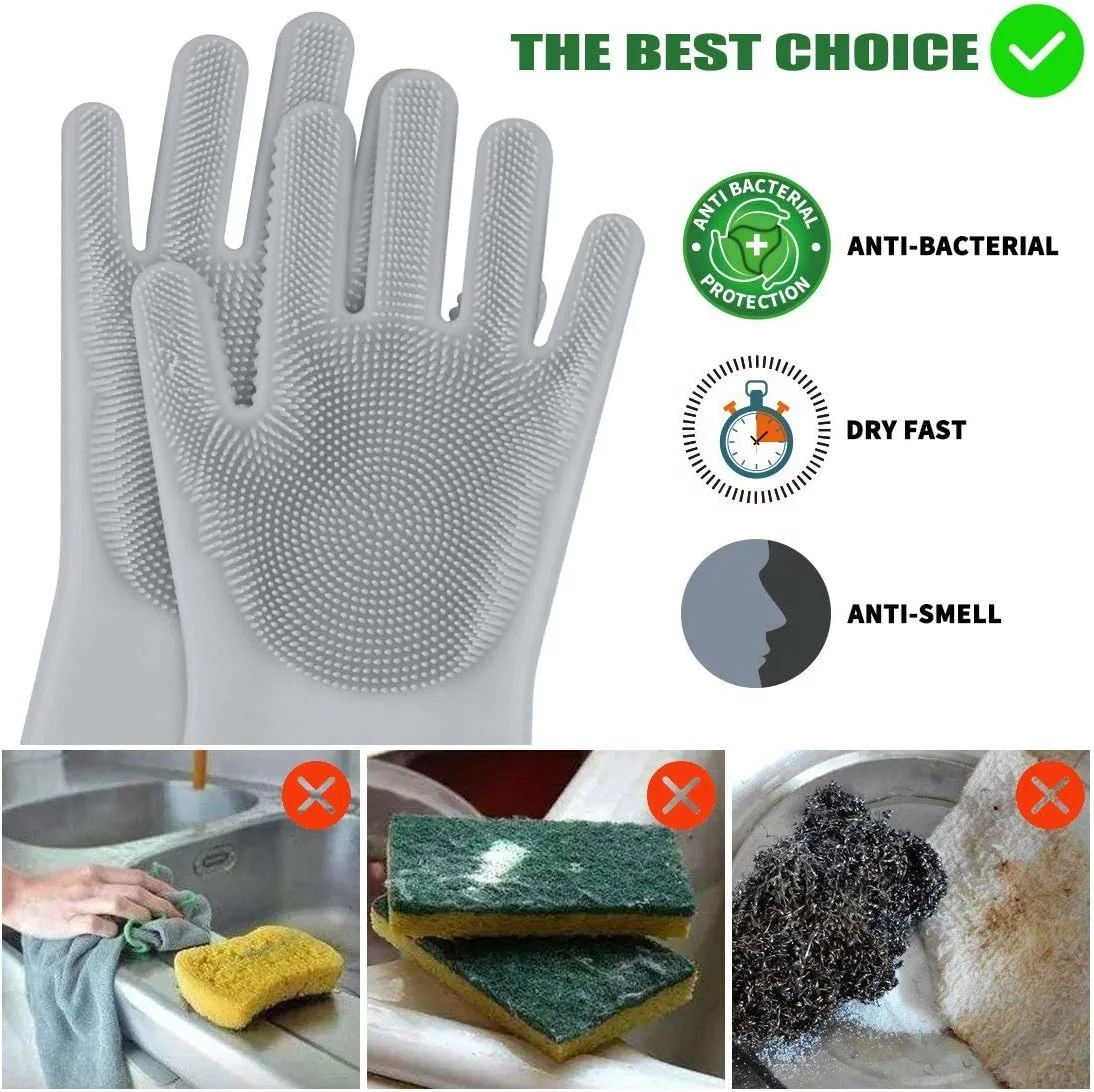 Manufacturer magic Silicone Gloves Pet Bath Brush Dishwashing Gloves for Dogs Cats Kitchen Cleaning Scrubber