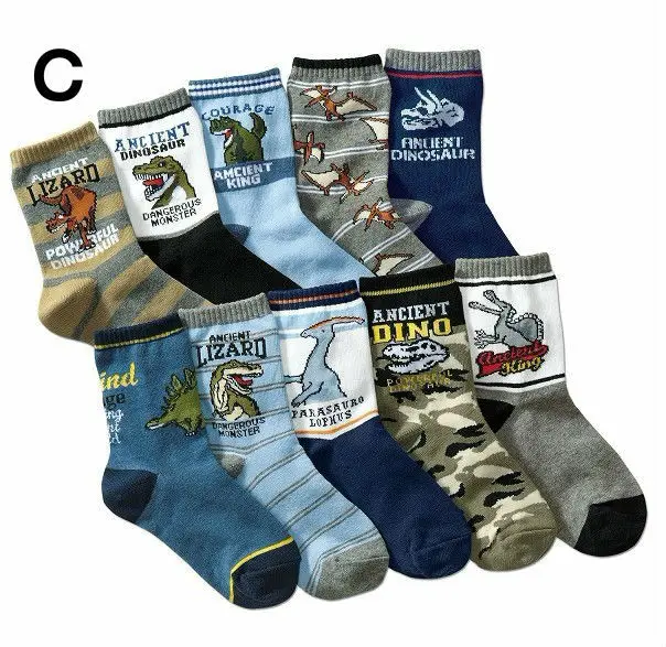 10 pairs /lot baby boys daily cartoon dinosaur socks set