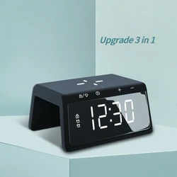 New Product 3 in One Alarm Clock Led Lamp With Long Distance Qi Wireless Fast Charge Phone Charger Dock Station