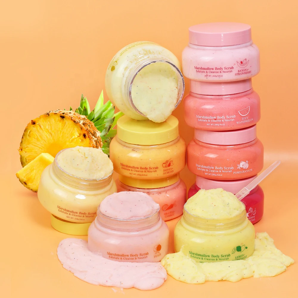 Marshmallow body scrub exfoliate Vegan Body scrub Exfoliating Whitening and Brightening the skin deep cleanse smooth skin