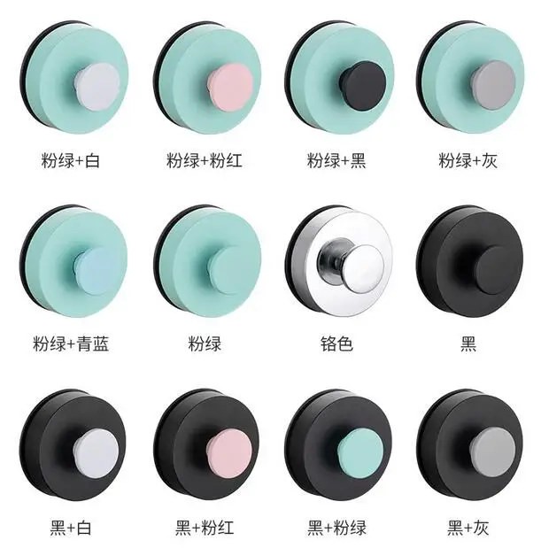Colorful Reusable Self Adhesive Heavy Duty Vacuum Suction Cup Bath Hook Kitchen Bathroom Round Hooks