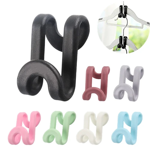 SY Mini Cascading Hanger Hooks Space Saving Clips Outfit Clothes Connector Plastic Connection