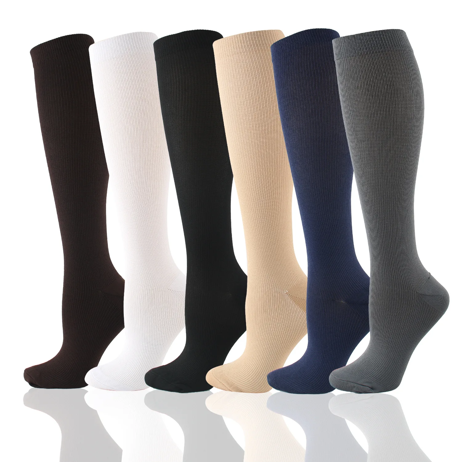 15-20 Mmhg High Quality Unisex Knee High Varicose Veins Copper Medical Nurse Compression Socks
