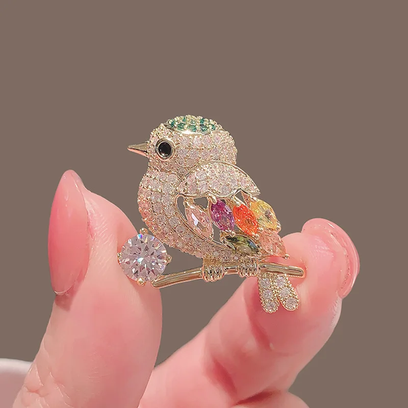 Fashion New Trendy Crystal Magpie Bird Pin Broach Brooches