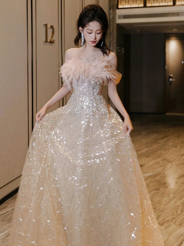 ZX-3060 Mermaid Silhouette Wedding Dress Classic Fashionable Temperament Banquet Evening Gown Chapel Chiffon