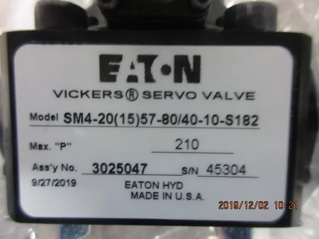 Eaton Vickers SM4-20(15)57-80/40-10-S182 hydraulic proportional servo valves