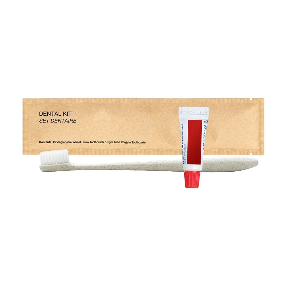 Travel Size Wheat Straw Toothbrush Tube Toothpaste Elevate Brushing Routine Dental Kit Set For Hotel