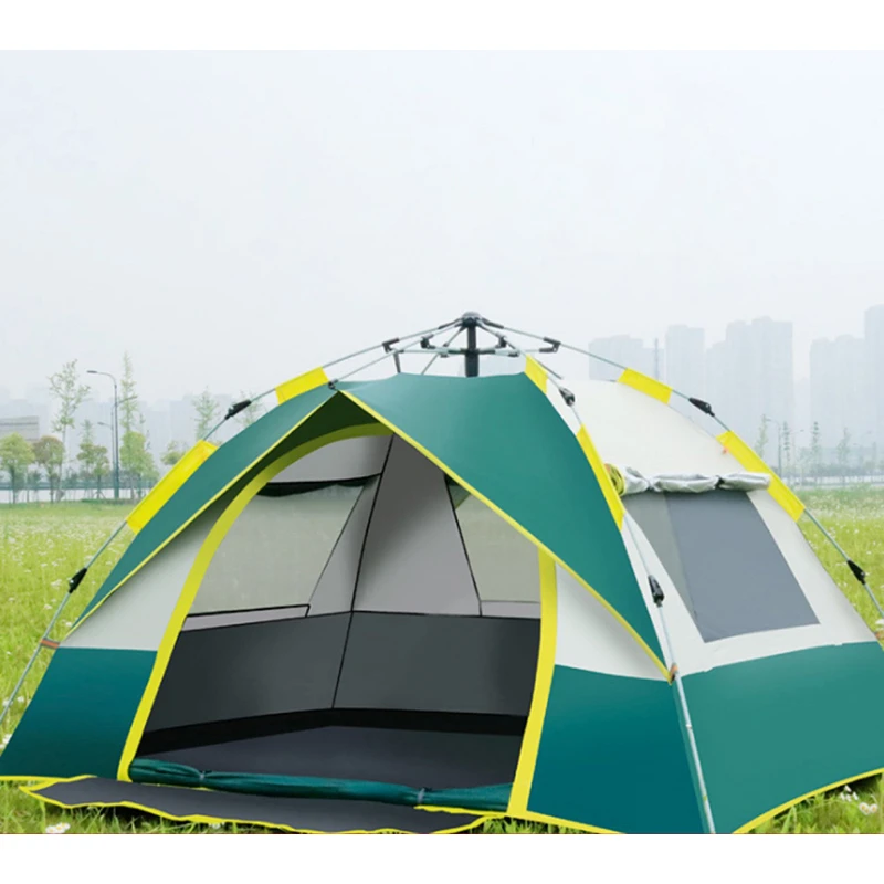 Hot Sale 5-7 Person OT2201 Automatic Camping Tent Dual Layer Summer Mongolian Hexagonal Yurt Tourist Tent for Outdoor Travel