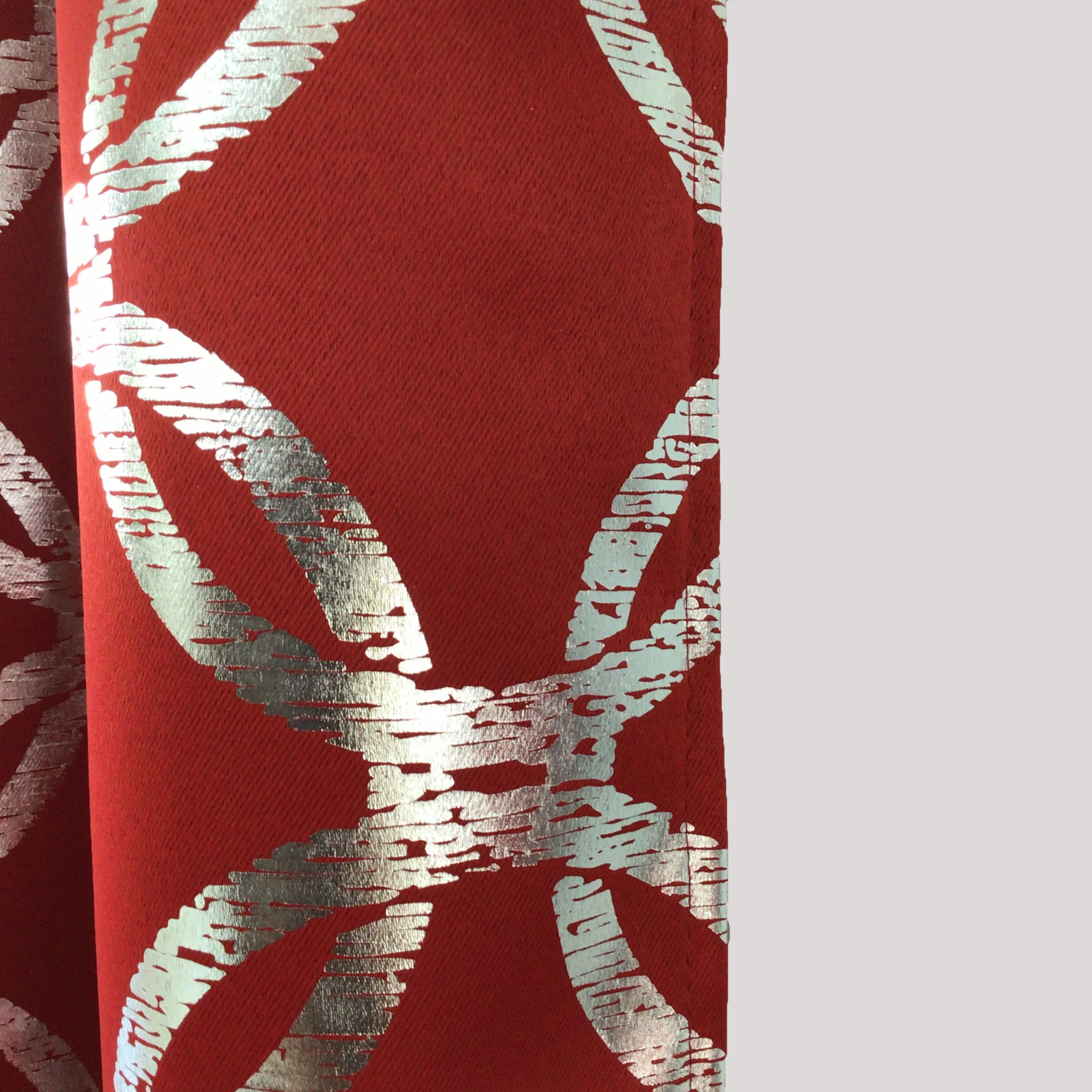 JA 52*84IN Moroccan Metallic Print Energy Efficient Thermal Insulated Curtains Red Blackout Silver Foil for Bedroom Living Room