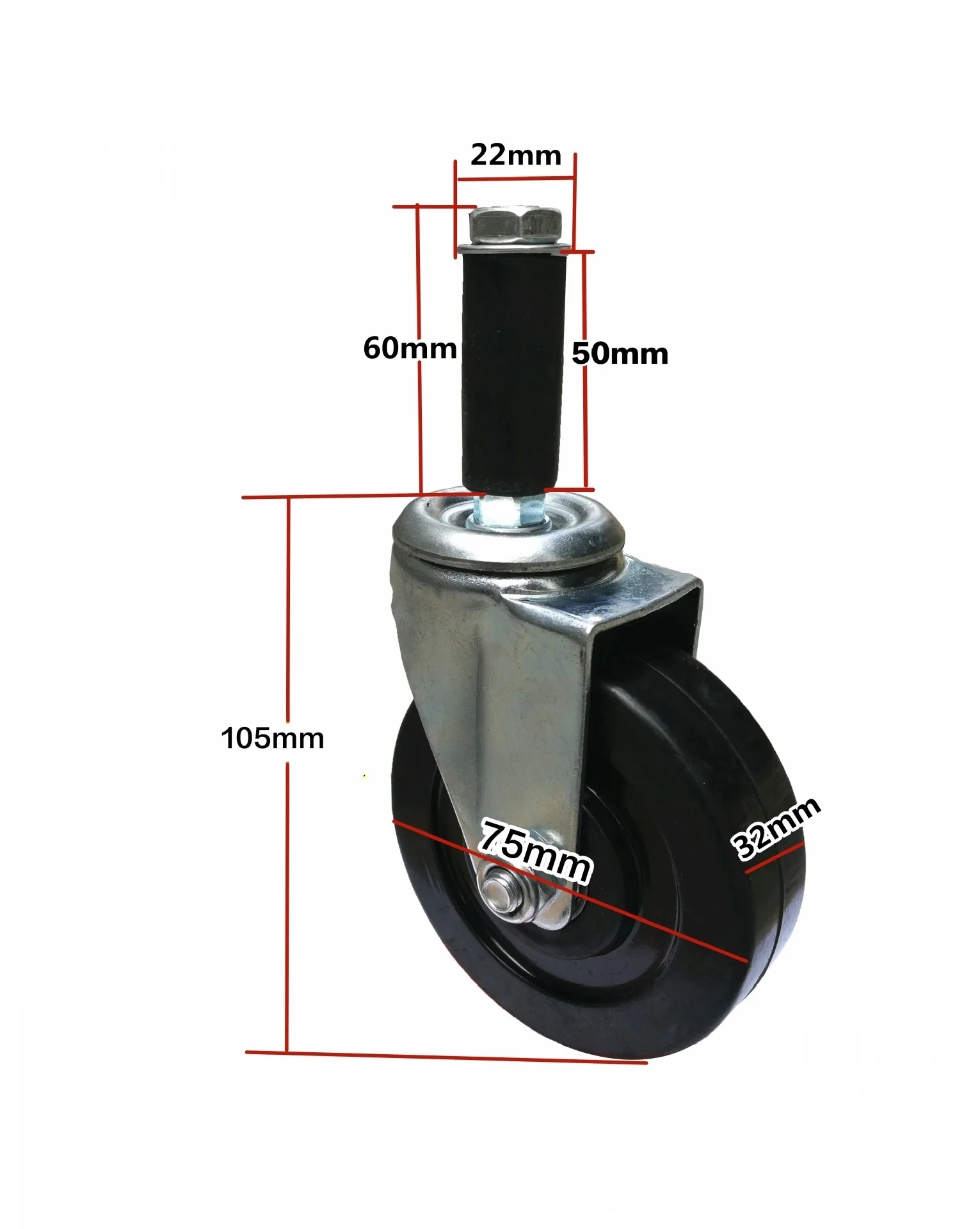 3 Inch ESD caster wheel 75mm swivel black rubber conductive castor