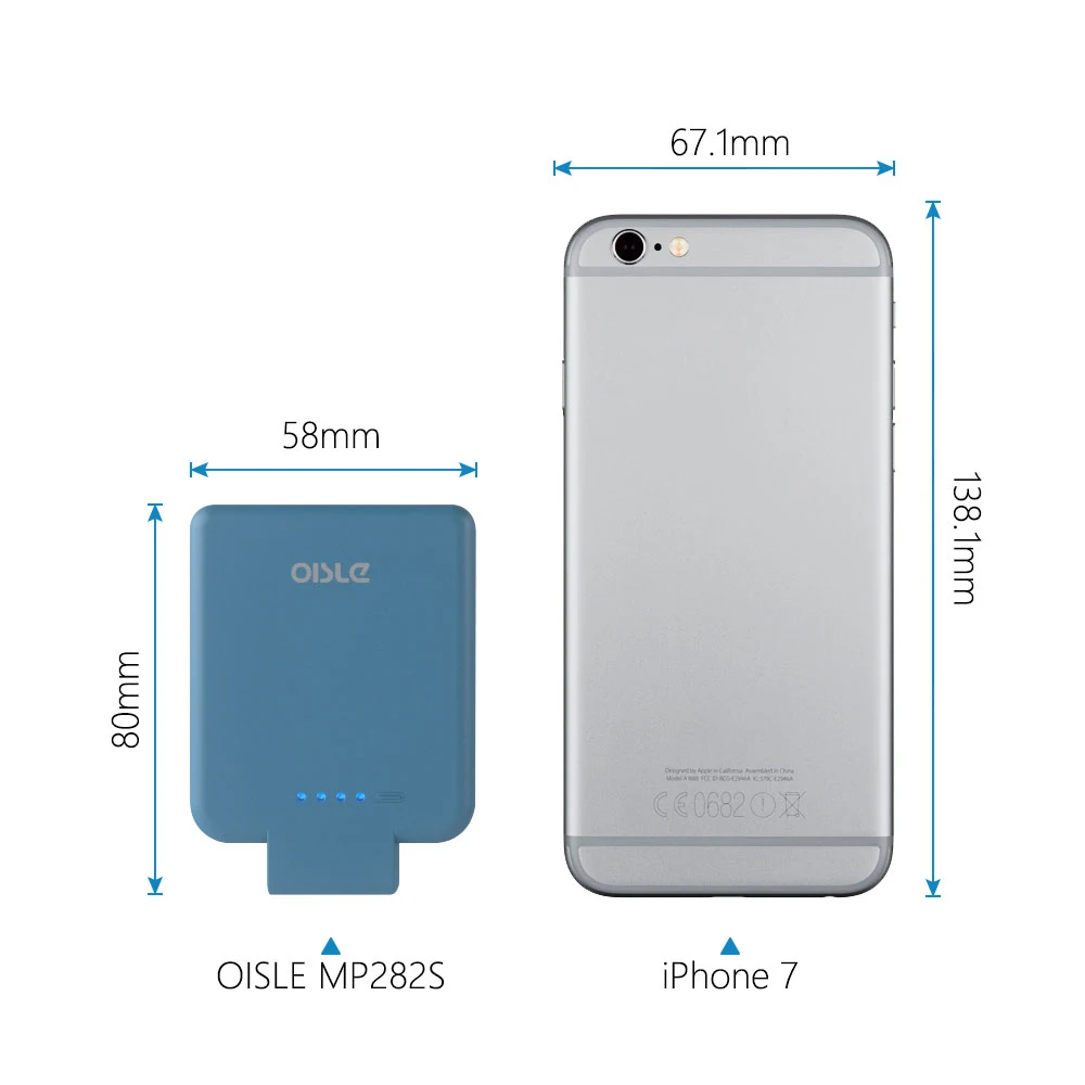 
OISLE Credit Card Size Battery Power Bank Mini Battery Phone Case For iPhone 