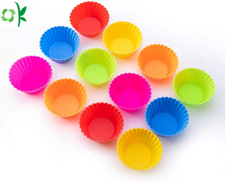 OKSILICONE Reusable Mini Silicone Cupcake Liners 6pcs Pack Non-Stick Rose Shaped Cake Molds for Baking Soft Silicone Tools