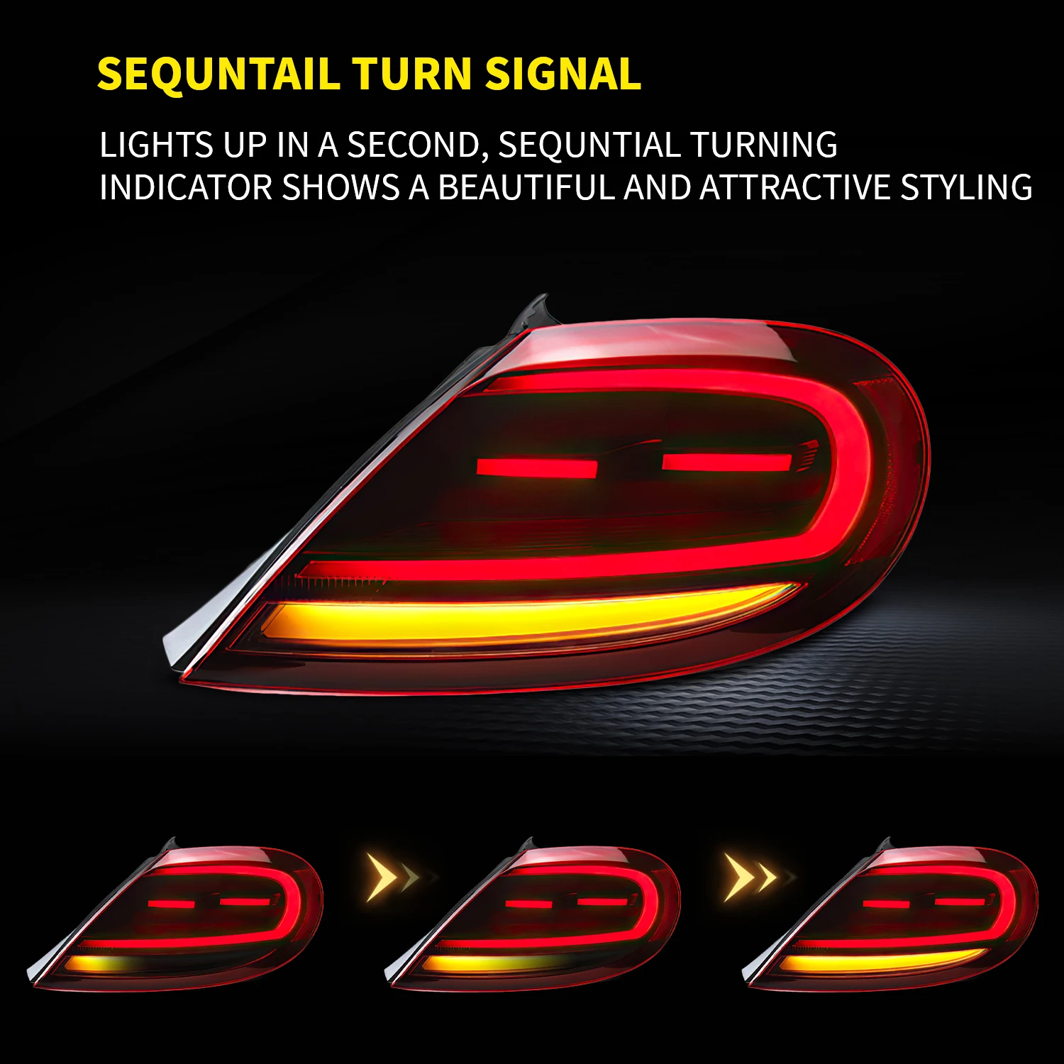 Archaic Car Lamp Sequential Turning Signal With Parking Light Full Led Taillight For VW Beetle 2013-up Rear Lamp