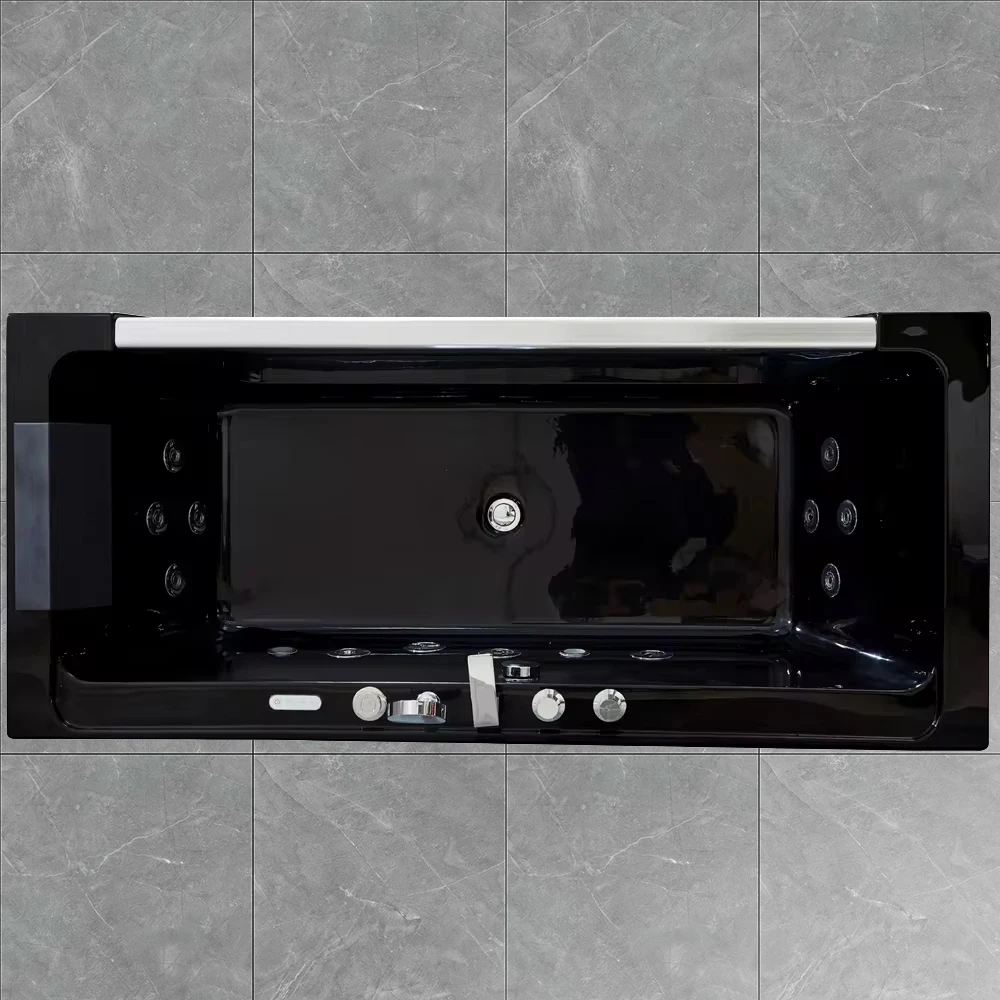 New design hot sale luxury black glass big massage acrylic whirlpool bath tubs bathtubs for adult