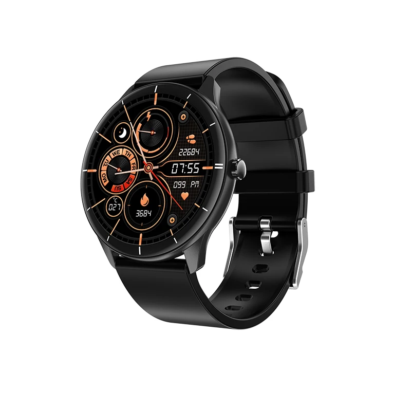 New Round lady sportsmart watch bracelet woman blood oxygen body temperature waterproof smartwatch custom rubber wristband pink