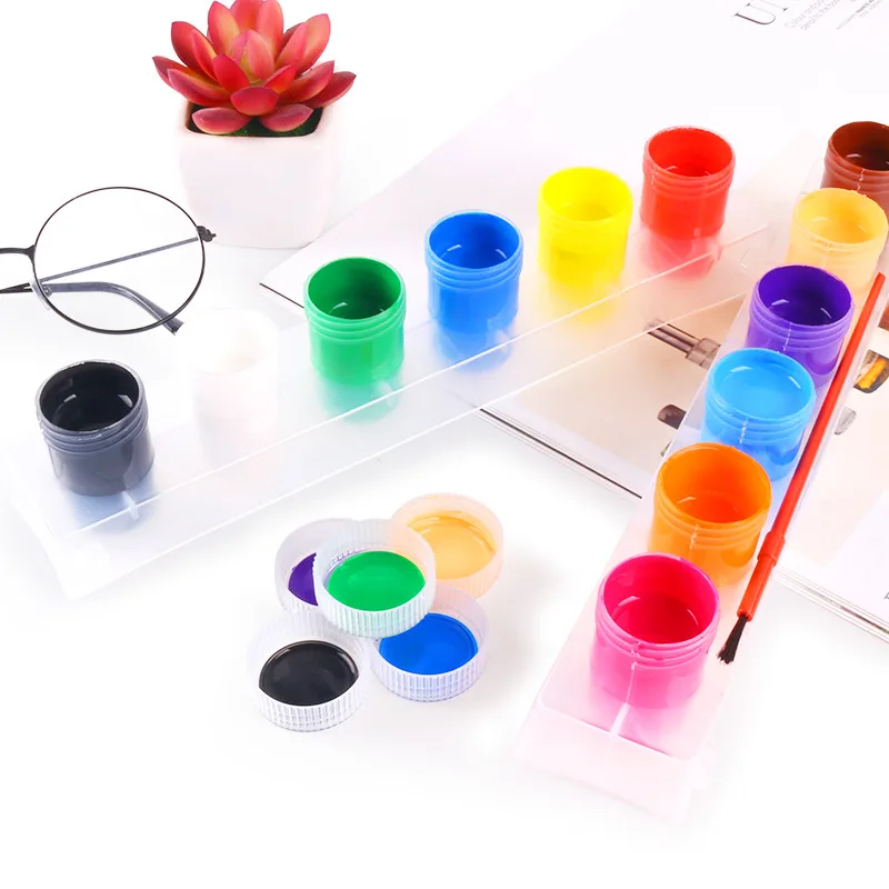 20ML Paint Set With Brush Washable Toddler Baby 12 Color Kid Finger DIY Graffiti Paint Pigment