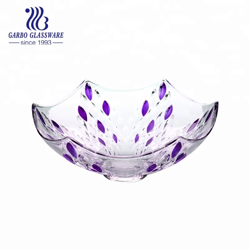 High quality eco-friendly large golden decorative footed glass fruit bowl