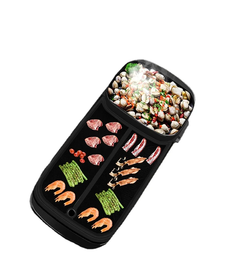 Контроль температуры многофункциональный электрический гриль, l с горшком/