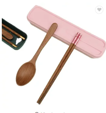Student travel receive tableware box gift printing LOGO chicken wing wooden chopsticks spoon set Korean portable tableware
